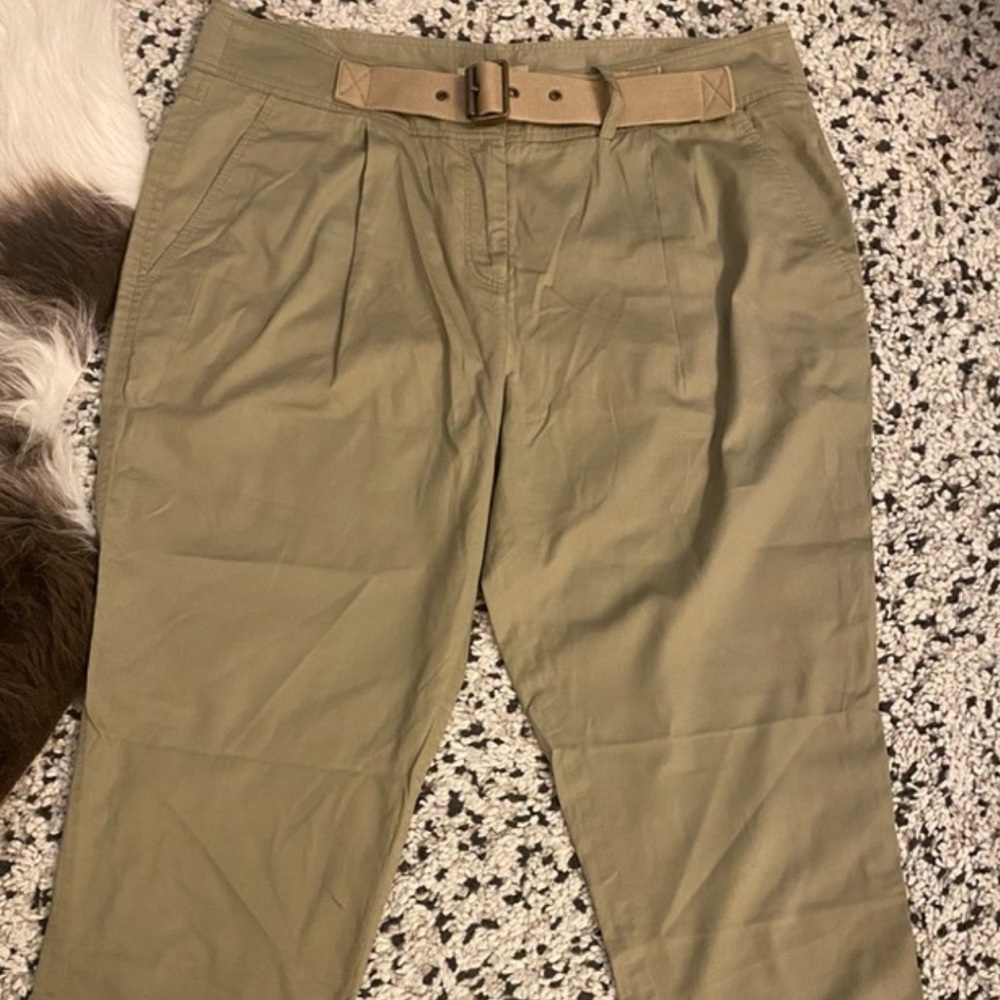 Burberry Brit belted khaki sage green trousers